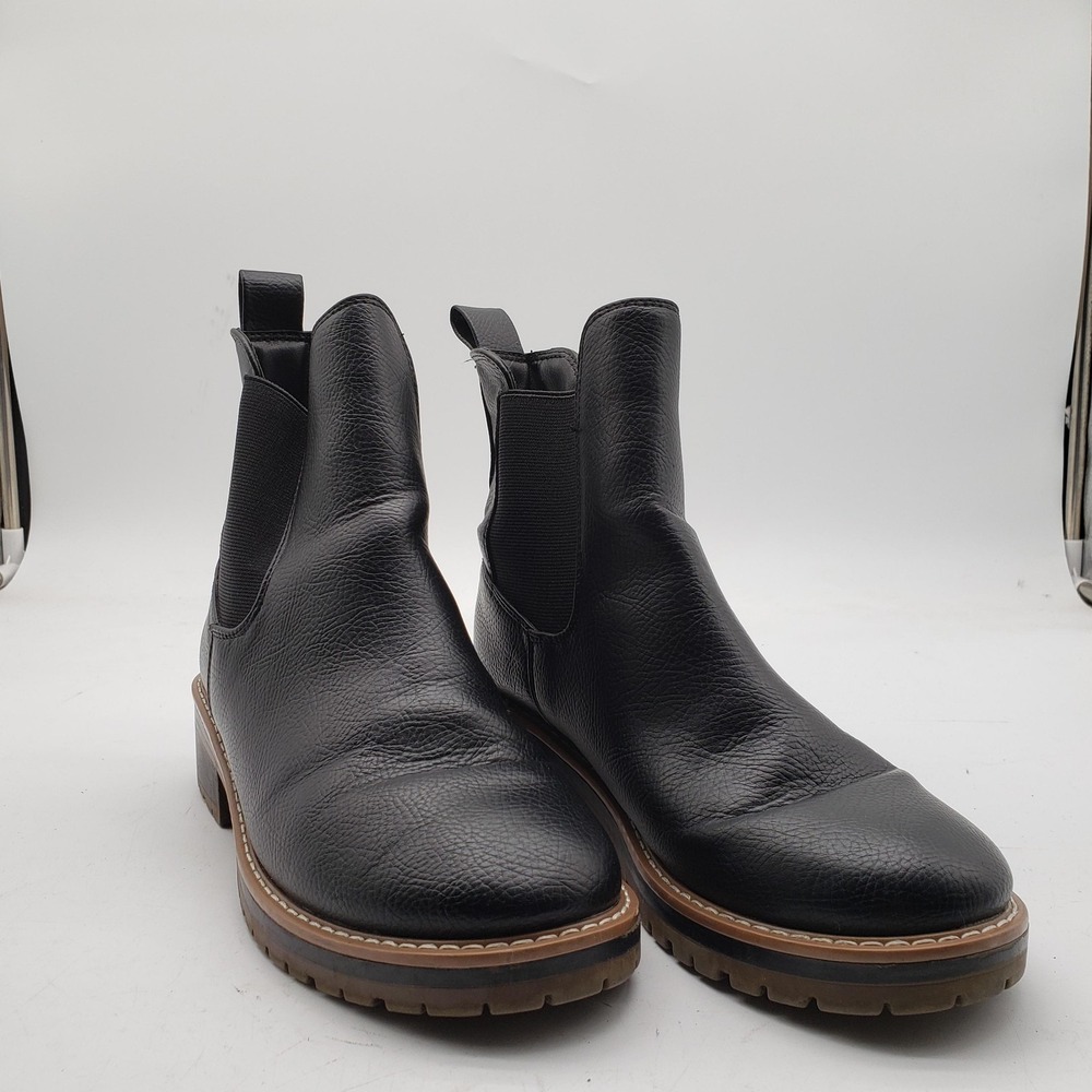 Kensie Boots Womens Size 6.5 Black Chelsea Ankle Lug Sole Block Heel Booties